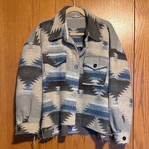 LA MIEL Blue and Gray Patterned Jacket